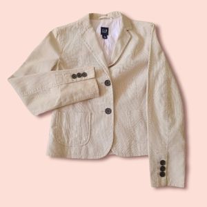GAP Beige Pinstripe Blazer – Rare 2-Button Jacket (Size 4)
